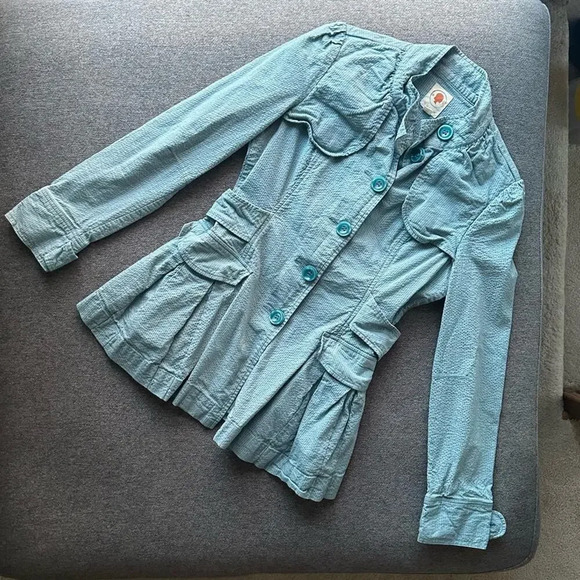 Tulle Button Up Peplum Style Jacket Small - Picture 1 of 5
